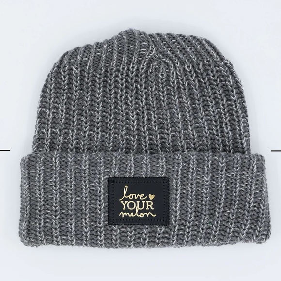 LOVE YOUR MELON Beanie Hat Cuffed Style Cotton Charcoal Speckled Men’s Women’s - Picture 10 of 10